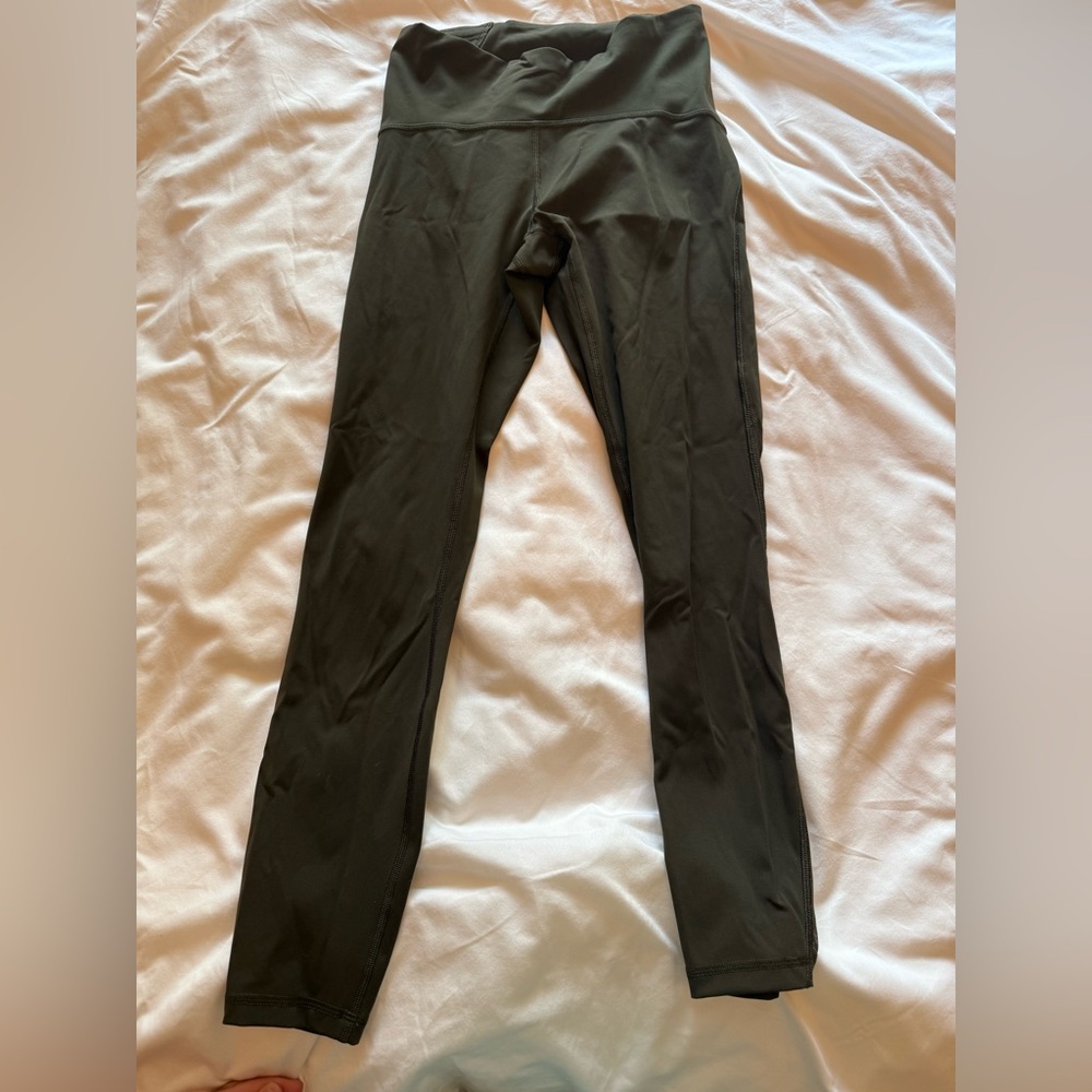 lululemon deep green leggings with mesh side